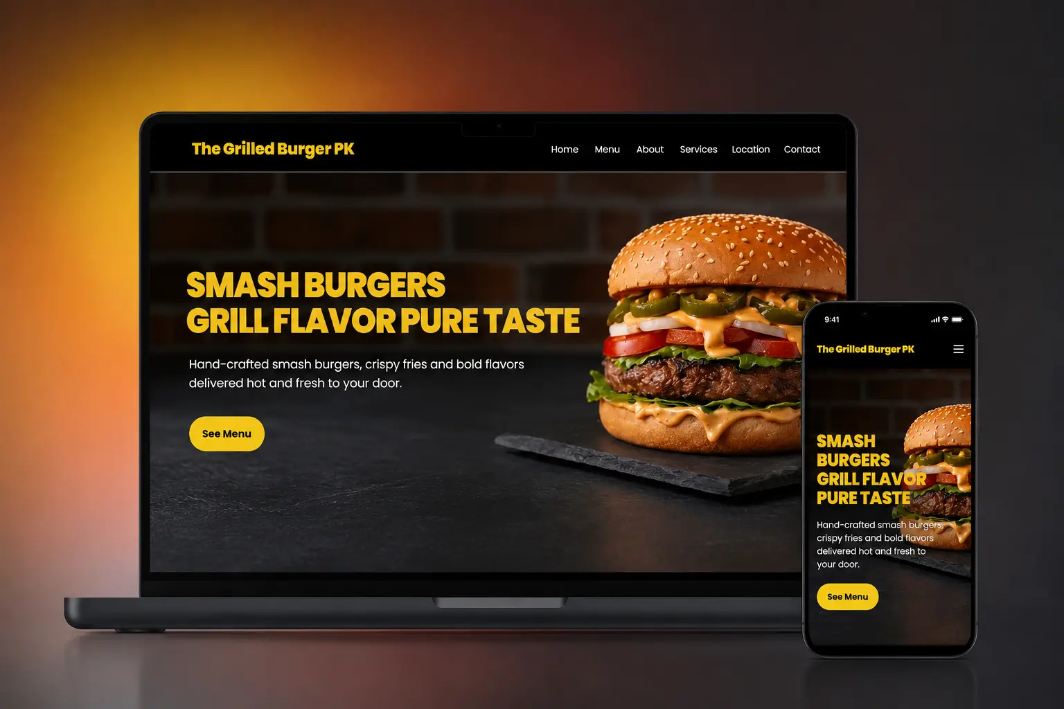 The Grilled Burger website preview